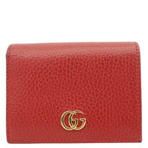 Gucci  GG Marmont Pebbled Leather Wallet Red